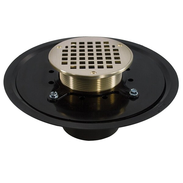 Jones Stephens 4in. Heavy Duty ABS Drain Base with 3-1/2in. Metal Spud and 5in. Nickel Bronze Strainer D51062 - main
